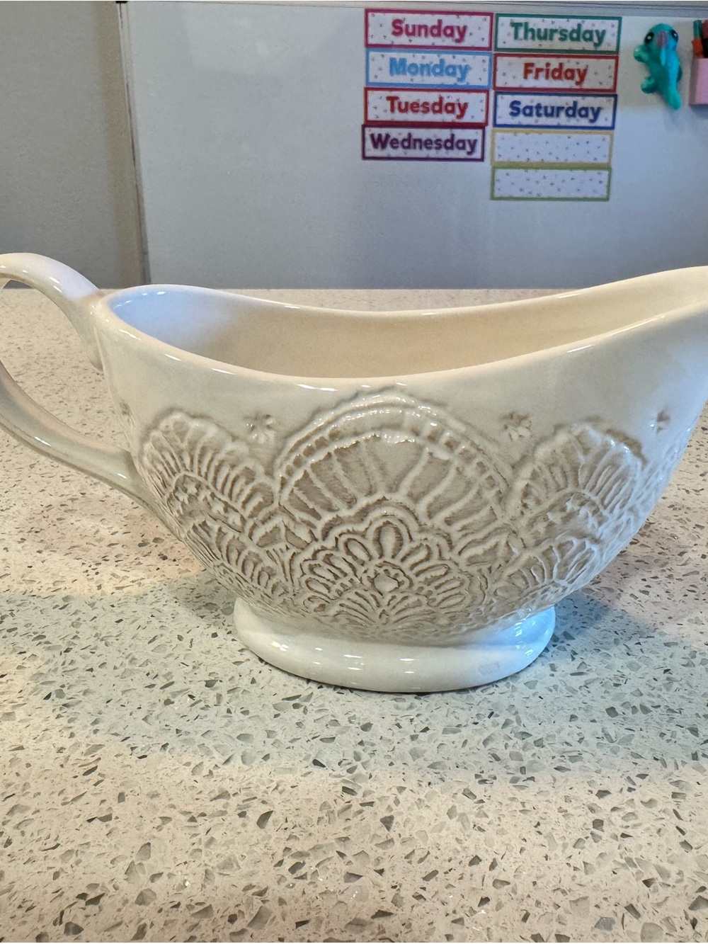 The Pioneer Woman Cream Embossed Ceramic Gravy Boat